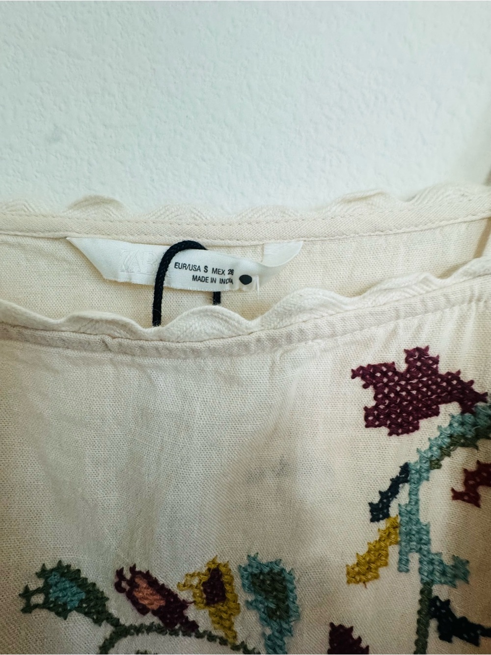 Zara Cream Asymmetrical Embroidered Slip Dress - Picture 8 of 10